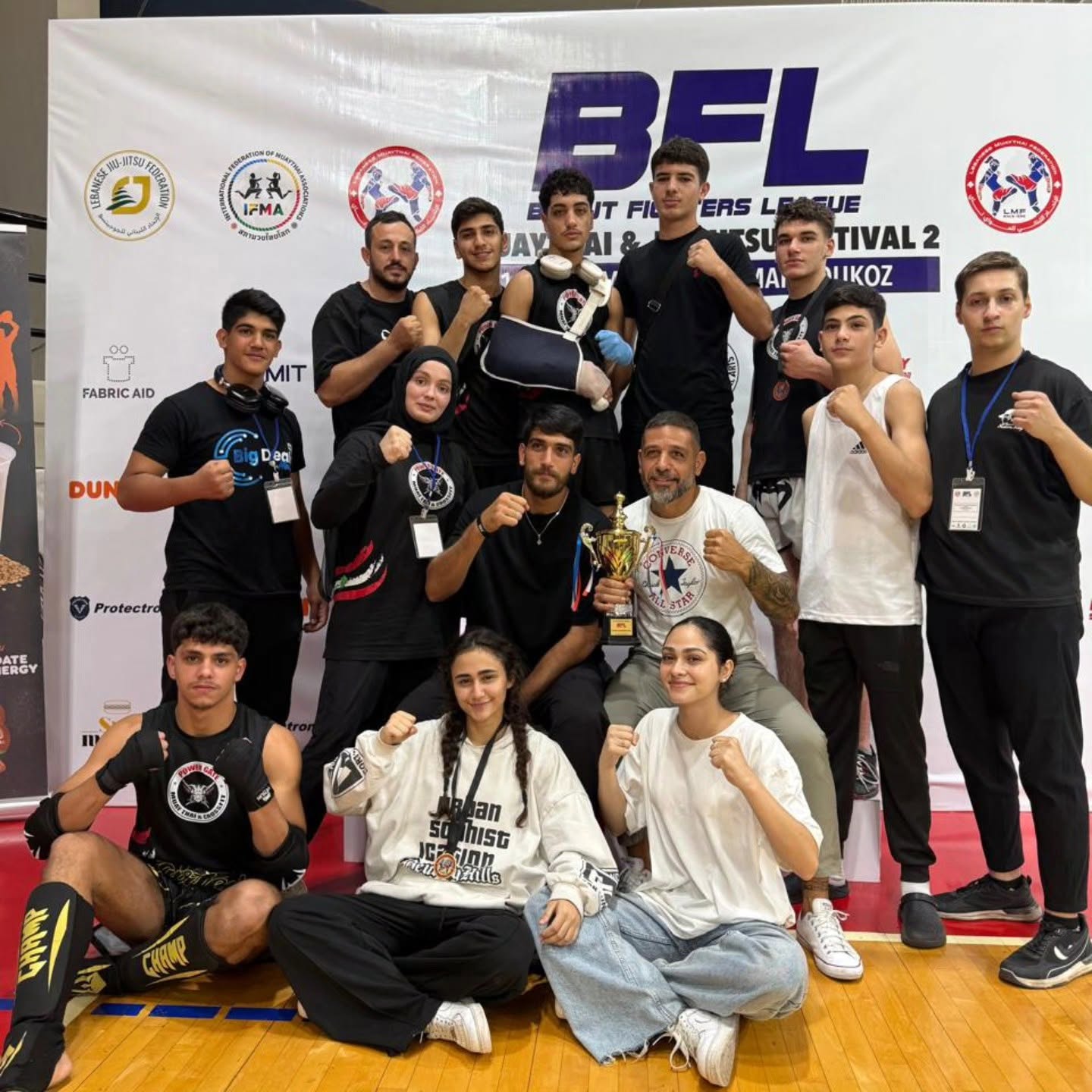 Beirut Fighters League — Muaythai & Jiu-Jitsu Festival 2, with the trophy.